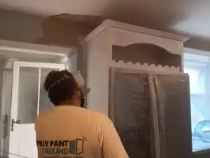 spray painting a kitchen